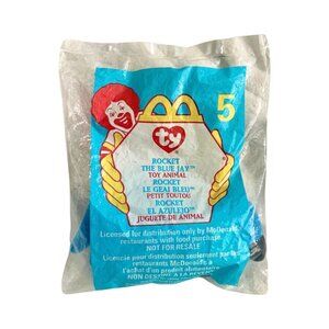 Vintage NWT 1999 McDonald's x TY Rocket the Blue Jay Teenie Beanie Baby
